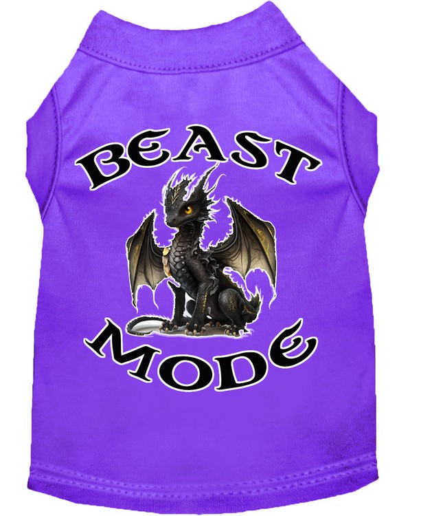 Beast Mode Dragon Screen Print Dog Shirt Purple XS (8)